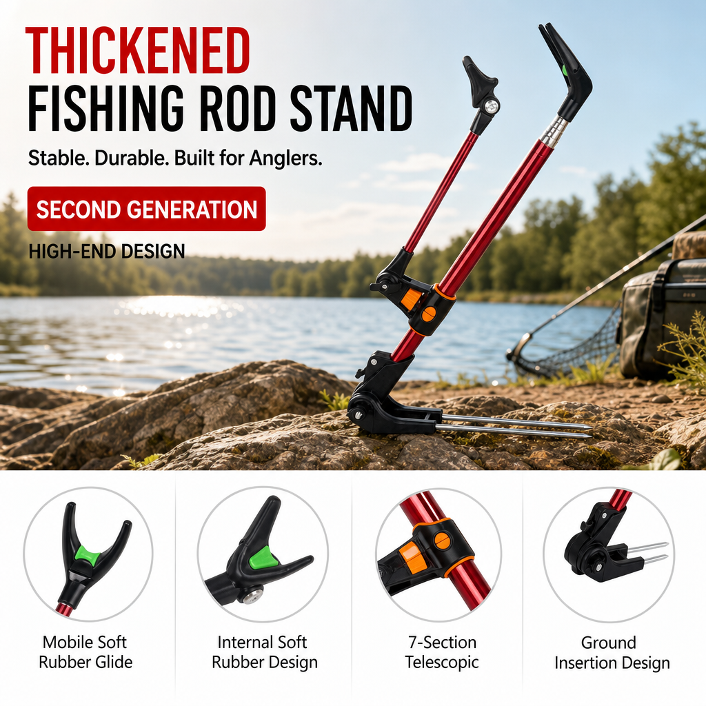 Fishing Rod Telescopic - Stainless Steel Reinforced Telescopic Fishing-Rod Holder