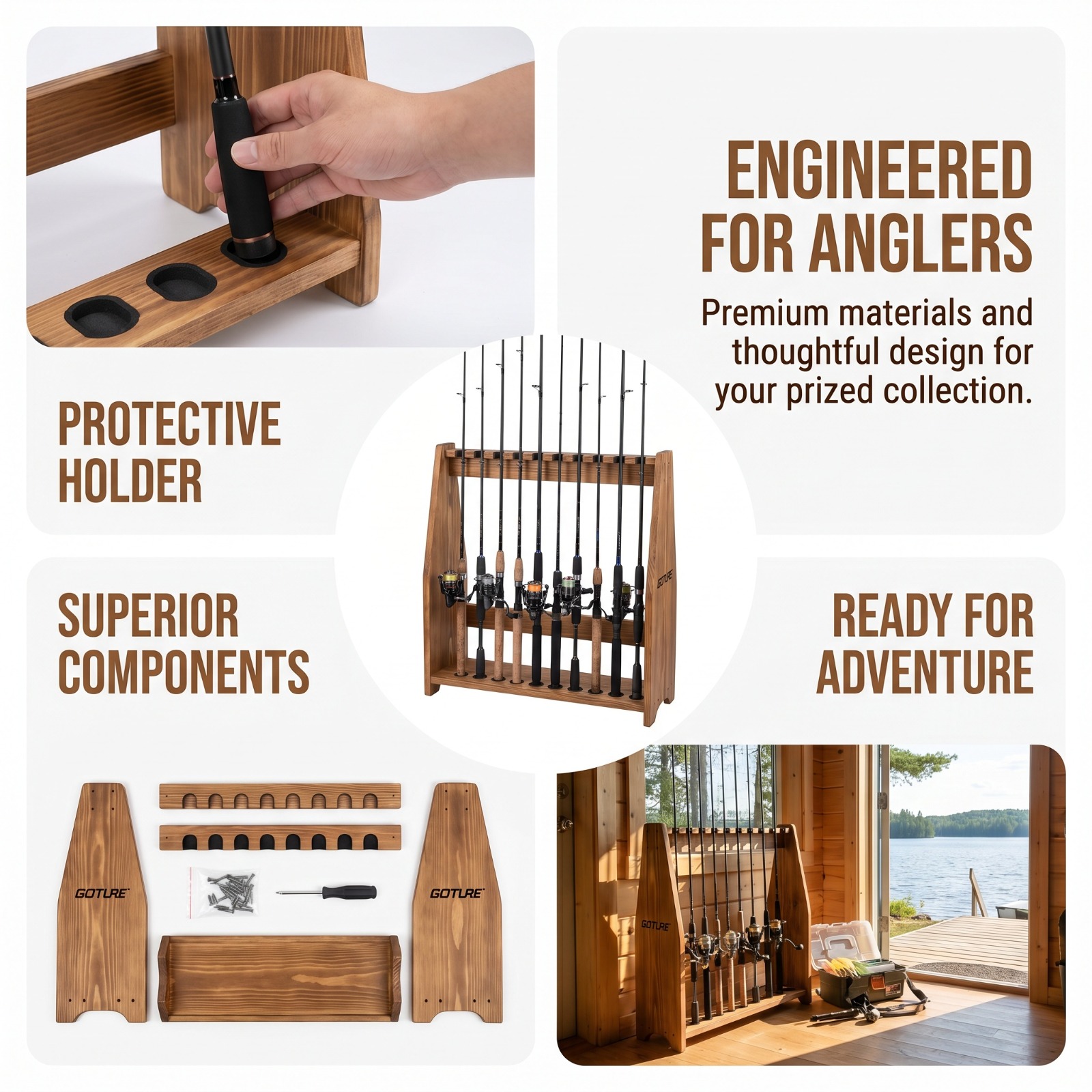 Goture 10 Slots Carbonized Pin - Fishing Rod Rack incelemesi ve fiyatı