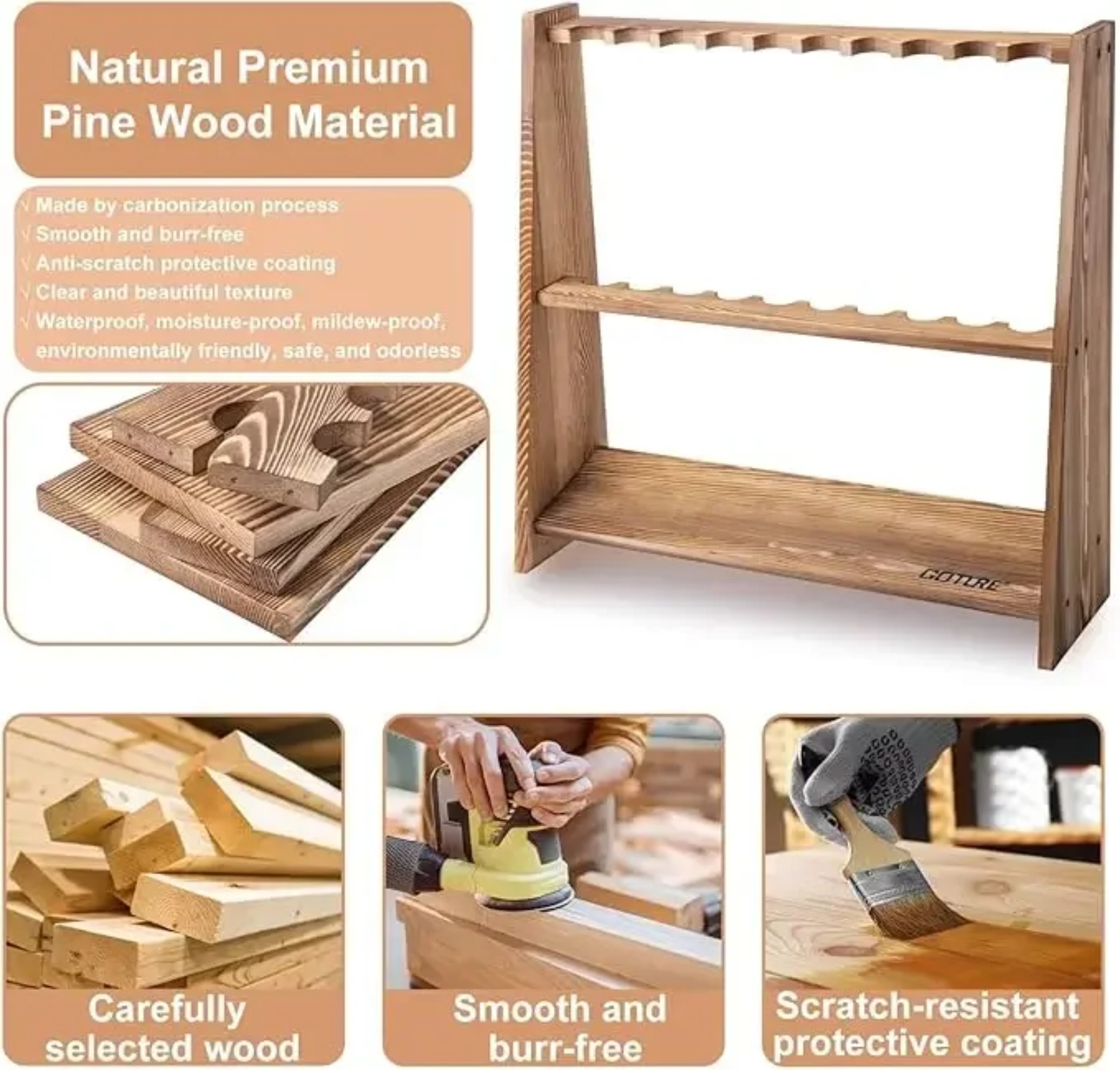 Goture Carbonized Pine Wood Fi - Fishing Rod Rack incelemesi ve fiyatı