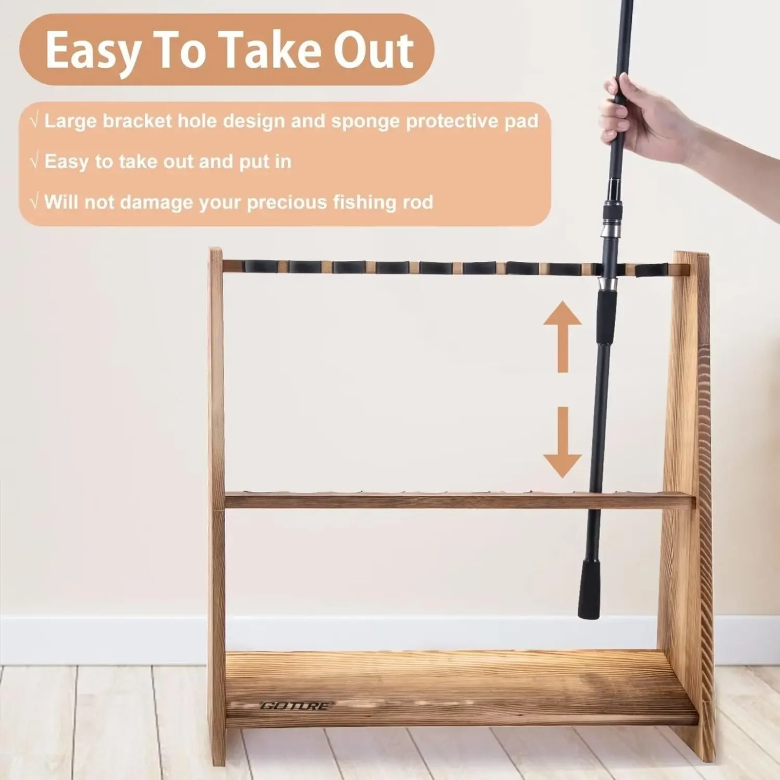 Goture Carbonized Pine Wood Fi - Fishing Rod Rack incelemesi ve fiyatı