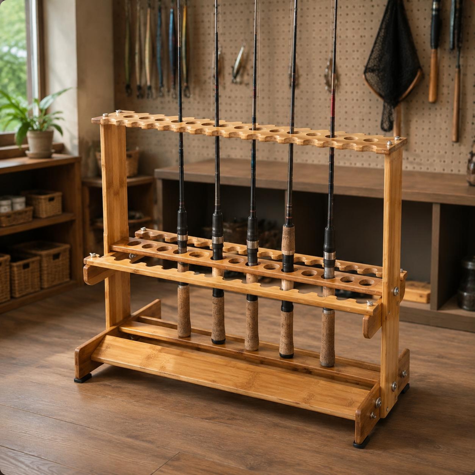 Bamboo Fishing Rod Rack Circul - Fishing Rod Rack incelemesi ve fiyatı